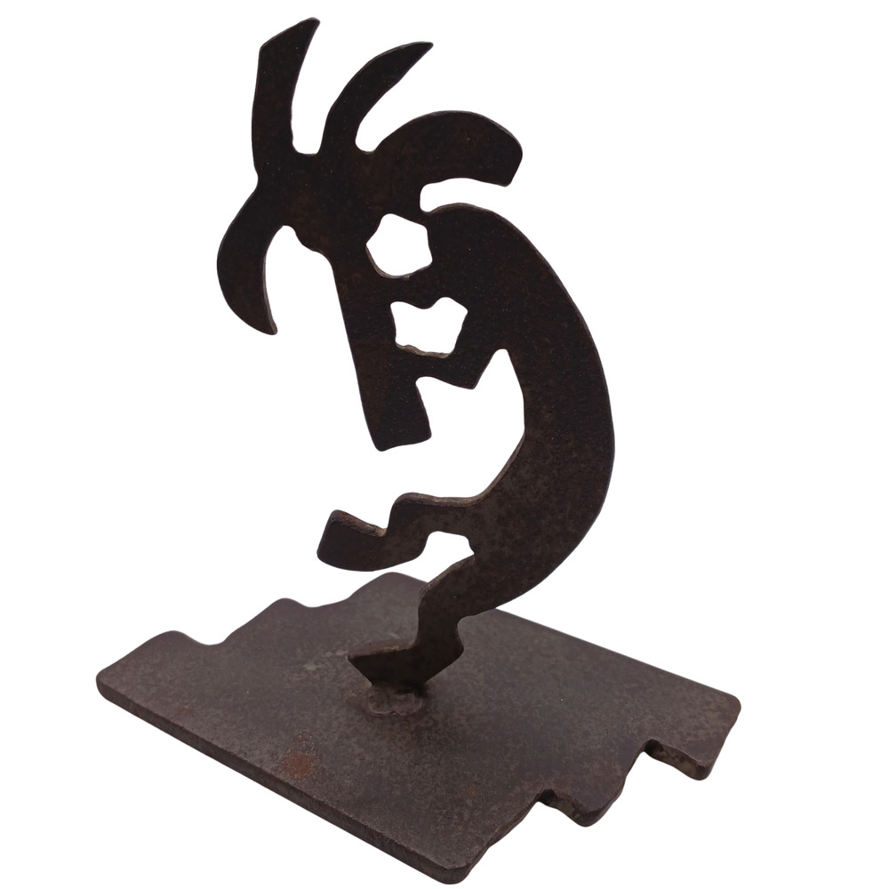Rustic Metal Kokopelli Sculpture – Southwestern Desert Decor Figure 5.5" Tall